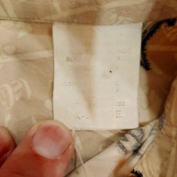 Hook Tackle Hawaiian Shirt Mens XL Cream All Over Fish Print 100% Cotton Beach - Picture 8 of 12